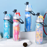 Cyan 500ML Insulated Sports Water Bottle with Cooling Mist - Triple-Layer Design Keeps Drinks Cold for Hours - Portable PE Misting Bottle