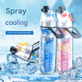 Red 500ML Insulated Sports Water Bottle with Cooling Mist - Triple-Layer Design Keeps Drinks Cold for Hours - Portable PE Misting Bottle - Side View