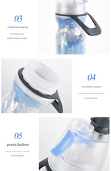 Red 500ML Insulated Sports Water Bottle with Cooling Mist - Triple-Layer Design Keeps Drinks Cold for Hours - Portable PE Misting Bottle - Close-Up Angle