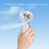 Transparent Green Portable Mini Cooling Fan with Semiconductor Ice Compress - USB-C Rechargeable, 3-Speed Turbine & Transparent Design - Side View