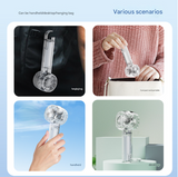 Transparent Green Portable Mini Cooling Fan with Semiconductor Ice Compress - USB-C Rechargeable, 3-Speed Turbine & Transparent Design - Top-Down View