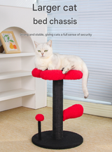 Red and Black Adorable Flower Cat Tree - Plush Perch, Sisal Scratching Post & Spring Ball Toy - 45-Degree Angle