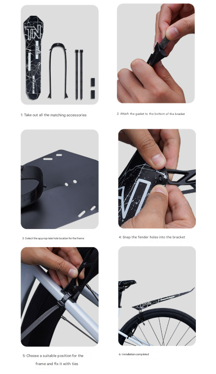 Style A Black Lightweight Bicycle Rear Mudguard - Adjustable PP5 Fender for MTB, Road & Folding Bikes (NOT for V-Brakes)