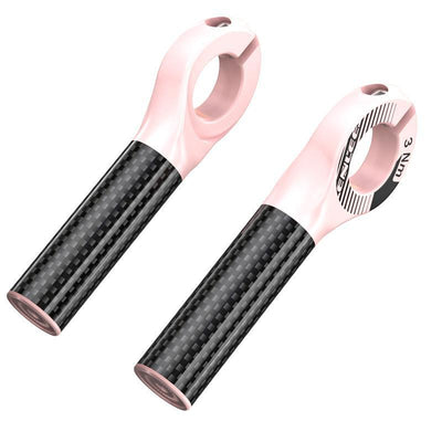 Black and Pink Ultralight Carbon Fiber Bicycle Bar Ends - Ergonomic Anti-Slip Grips for MTB & Hybrid Bikes (22.2mm)