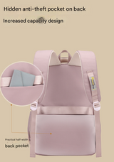 Light Purple Large Capacity Waterproof Student Backpack - Fits 15-Inch Laptop, Multi-Pocket Travel Daypack - 45-Degree Angle