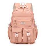 Pink Large Capacity Waterproof Student Backpack - Fits 15-Inch Laptop, Multi-Pocket Travel Daypack