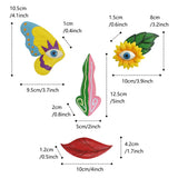 Colorful Vibrant Resin Tree Face Art - 4 Piece Whimsical Outdoor Garden & Wall Decor Set - Side View