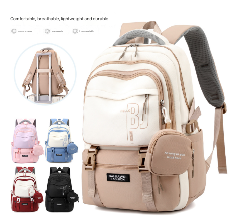 Black Large Capacity Student Backpack - Durable Oxford Cloth School Bag with Laptop Compartment & Multiple Pockets