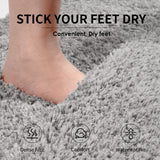 White Ultra Absorbent Plush Bath Mat - Non-Slip Bathroom Rug with Innovative Foot Drying Pocket - Front View