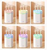 White Volcano Style 2L Cool Mist Humidifier - Triple Nozzle with RGB LED & Quiet Operation - 45-Degree Angle