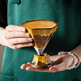 Beige and Green Artistic Hexagonal Ceramic Coffee Cup & Stand Set - 180ml Nordic Design Drip Glaze Mug - Top-Down View