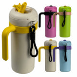 Blue and Purple 700ml Insulated Stainless Steel Tumbler with Handle, Dual-Sip Lid, Straw & Tea Infuser - Side View