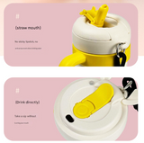 Blue and Purple 700ml Insulated Stainless Steel Tumbler with Handle, Dual-Sip Lid, Straw & Tea Infuser - Close-Up Angle