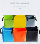 Yellow 25L Collapsible Bucket - Heavy-Duty PVC Waterproof Folding Pail for Fishing, Camping & Car Washing - Front View