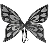 Black Sparkling Fairy Wings - Lightweight Glitter Butterfly Costume Accessory for Kids & Adults