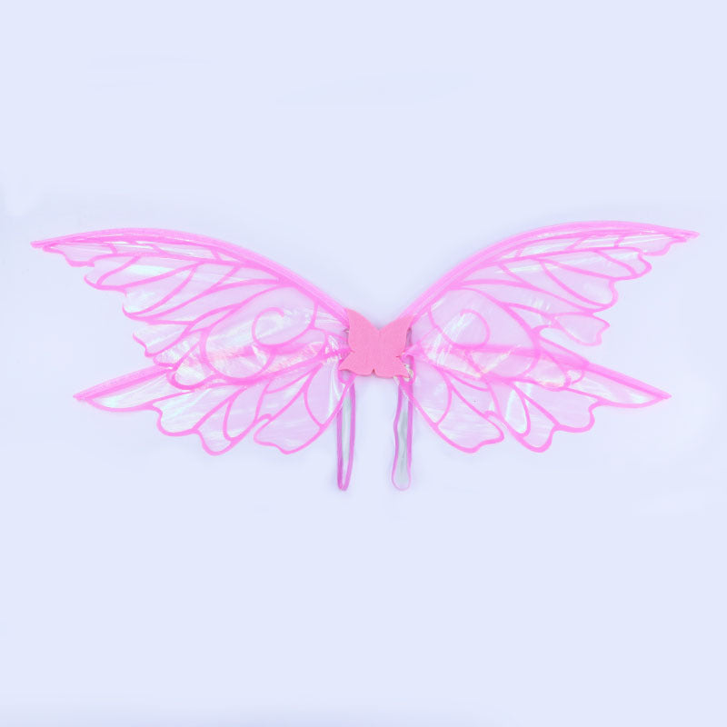 Pink Enchanting Iridescent Fairy Wings - Sparkle Butterfly Elf Wings for Costume Parties, Cosplay & Dress-Up Fun