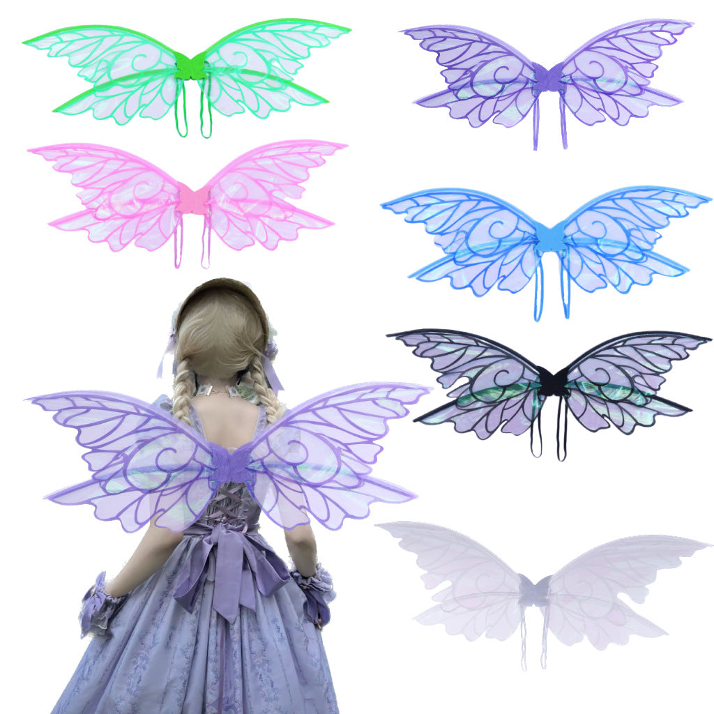 Pink Enchanting Iridescent Fairy Wings - Sparkle Butterfly Elf Wings for Costume Parties, Cosplay & Dress-Up Fun