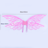 Pink Enchanting Iridescent Fairy Wings - Sparkle Butterfly Elf Wings for Costume Parties, Cosplay & Dress-Up Fun - Top-Down View