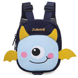 Dark Blue Adorable Monster Pet Backpack Harness - Small Dog & Cat Treat Pouch with Poop Bag Dispenser - Front View