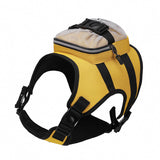 Size L Black and Yellow Ultimate Dog Harness Vest with Backpack - Padded, Reflective & Adjustable for Medium to Large Breeds - Front View