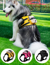 Size L Black and Yellow Ultimate Dog Harness Vest with Backpack - Padded, Reflective & Adjustable for Medium to Large Breeds - Side View