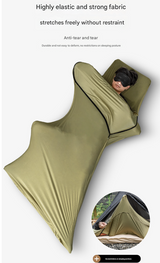 Khaki Ultra-Stretch Sleeping Bag Liner - Portable & Lightweight Envelope Sleep Sack for Camping & Travel - Side View