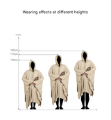 Khaki Cozy 4-in-1 Wearable Fleece Poncho Sleeping Bag - Multifunctional Camping Blanket with Detachable Hood - Low Angle