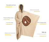 Green Cozy 4-in-1 Wearable Fleece Poncho Sleeping Bag - Multifunctional Camping Blanket with Detachable Hood - Side View