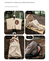 Green Cozy 4-in-1 Wearable Fleece Poncho Sleeping Bag - Multifunctional Camping Blanket with Detachable Hood - Rear View