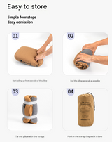 Coffee Reversible Memory Foam Travel Pillow - All-Season Comfort Neck Support for Deep Sleep & Portability - Low Angle