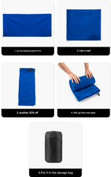 Blue Versatile Double-Sided Fleece Bag Liner - Lightweight & Portable Travel Blanket for Camping & Outdoors - 45-Degree Angle