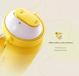 Yellow Large Capacity 2-in-1 Pet Travel Water & Food Bottle Dispenser - Portable Outdoor Dog Feeder with Shoulder Strap - Top-Down View