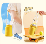 Yellow Large Capacity 2-in-1 Pet Travel Water & Food Bottle Dispenser - Portable Outdoor Dog Feeder with Shoulder Strap - Close-Up Angle