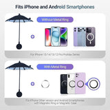 Yellow Magnetic Phone Umbrella Sun Shade - Clear Outdoor Screen Visor, Anti-Glare Mini Parasol for iPhone - Top-Down View