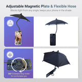 Yellow Magnetic Phone Umbrella Sun Shade - Clear Outdoor Screen Visor, Anti-Glare Mini Parasol for iPhone - Close-Up Angle