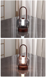 Blue Modern Portable LED Mushroom Table Lamp - Rechargeable Touch Control Night Light with 3 Color Modes & Stepless Dimming - 45-Degree Angle