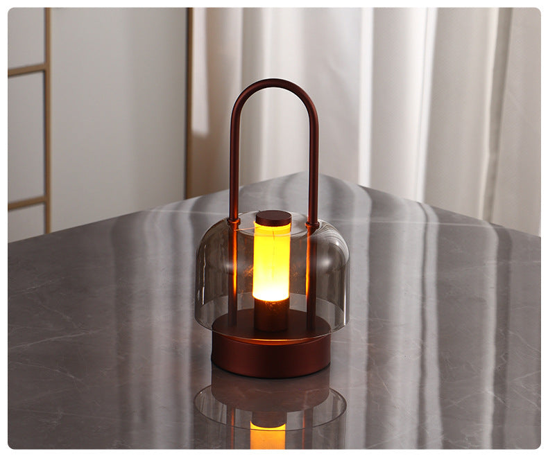 Blue Modern Portable LED Mushroom Table Lamp - Rechargeable Touch Control Night Light with 3 Color Modes & Stepless Dimming