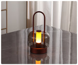 Blue Modern Portable LED Mushroom Table Lamp - Rechargeable Touch Control Night Light with 3 Color Modes & Stepless Dimming - Rear View