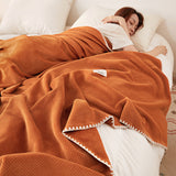200*230CM Grey Ultra-Soft Dual-Sided Waffle & Plush Fleece Blanket - Large Cozy Throw for Bed & Sofa - 45-Degree Angle