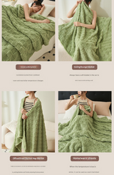 200*230CM Pink Ultra-Soft Waffle Textured Plush Fleece Blanket - Large Cozy All-Season Throw for Bed & Sofa - 45-Degree Angle