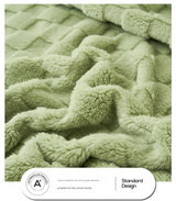 200*230CM Khaki Ultra-Soft Waffle Textured Plush Fleece Blanket - Large Cozy All-Season Throw for Bed & Sofa - Top-Down View