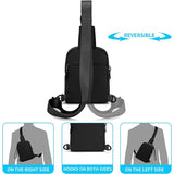 Black Compact Waterproof Sling Bag - Unisex Mini Crossbody Chest Pack with Adjustable Reversible Strap - Side View