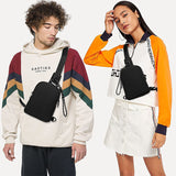 Black Compact Waterproof Sling Bag - Unisex Mini Crossbody Chest Pack with Adjustable Reversible Strap - Rear View