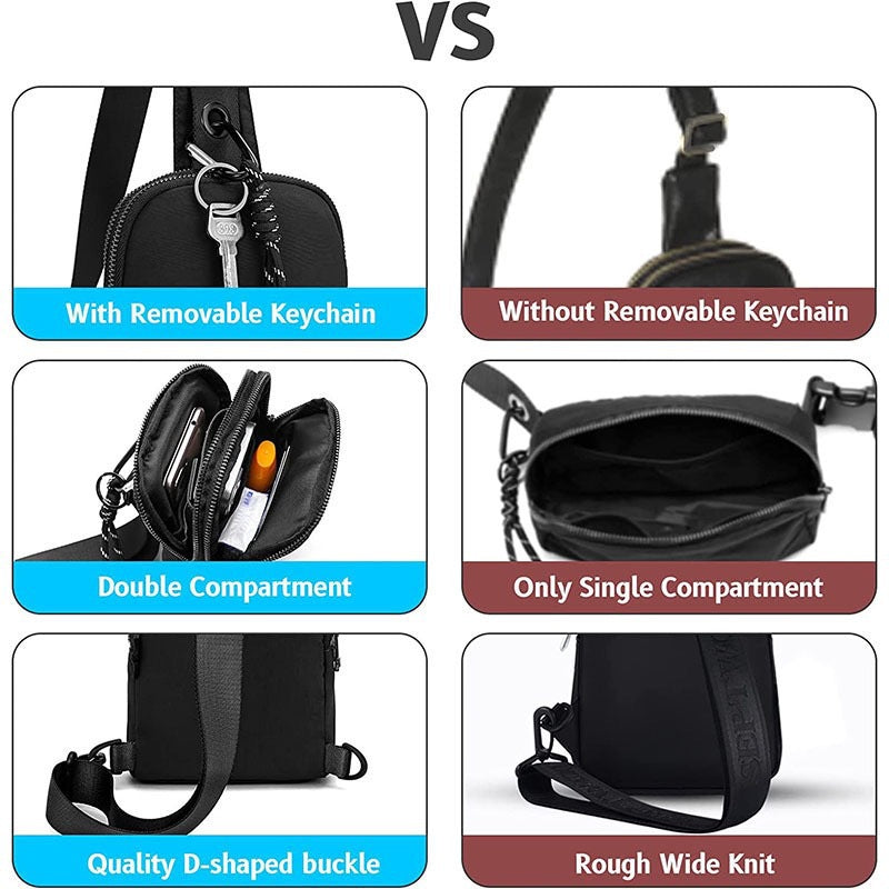 Pink Compact Waterproof Sling Bag - Unisex Mini Crossbody Chest Pack with Adjustable Reversible Strap