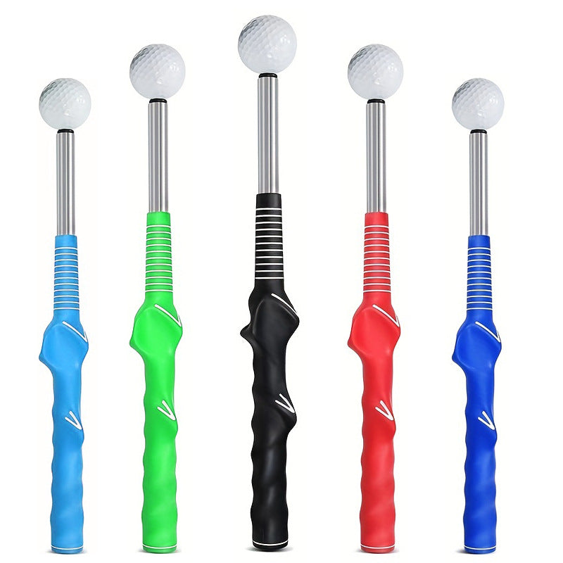 Red Pro Golf Swing Trainer - Extendable with Audible Click & Corrective Grip Aid