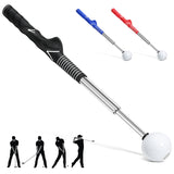 Dark Blue Pro Golf Swing Trainer - Extendable with Audible Click & Corrective Grip Aid - Side View