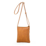 Brown Compact Women's Crossbody Bag - Adjustable Strap, Double Zipper Closure, 18x21cm Lightweight PU Leather Shoulder Bag - Top-Down View