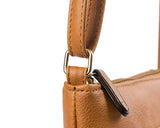 Brown Compact Women's Crossbody Bag - Adjustable Strap, Double Zipper Closure, 18x21cm Lightweight PU Leather Shoulder Bag - Rear View