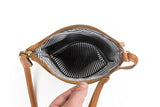 Brown Compact Women's Crossbody Bag - Adjustable Strap, Double Zipper Closure, 18x21cm Lightweight PU Leather Shoulder Bag - Low Angle