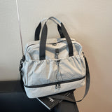 Grey and Black Large Capacity Travel Bag with Wet/Dry Separation - Canvas + Polyester, Lightweight Handbag for Short Trips and Fitness, Fits on